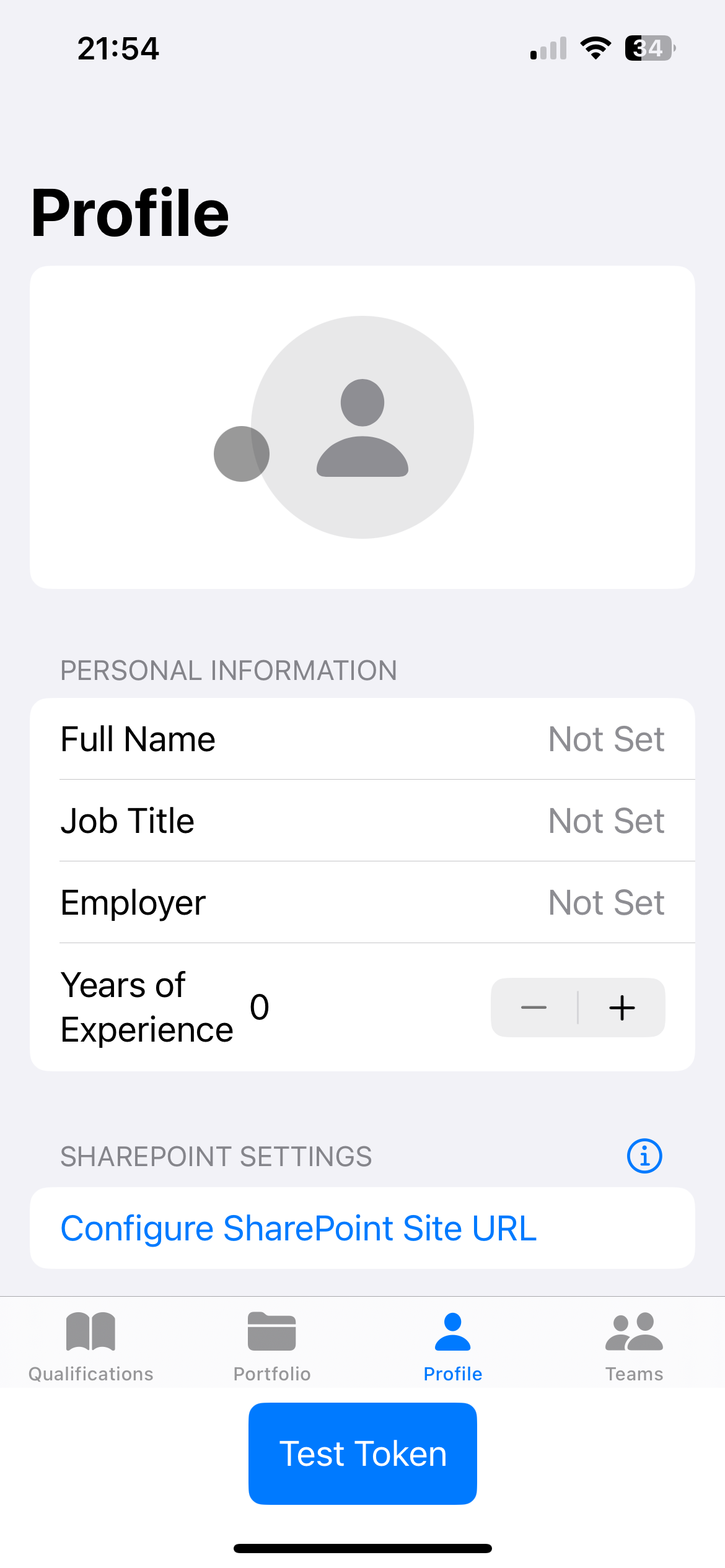 Profile and SharePoint Settings